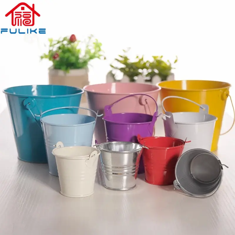 Thiết Kế Mới Mini Vườn Xô Thiếc Hộp Sắt Chậu Hoa Kim Loại Planter Với Xử Lý