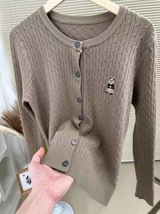 <span class=keywords><strong>Pull</strong></span> à col rond uni à manches longues, <span class=keywords><strong>veste</strong></span> en tricot pour femme, nouvel article, brodé avec un motif d'ours en peluche - Product Image 5