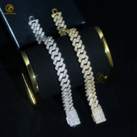 Collier glacé personnalisé 8mm 10mm 15mm Chaîne à maillons cubains Moissanite en diamant plaqué or blanc en argent sterling 925