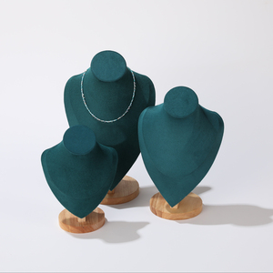 Lot de 3 présentoirs de luxe pour colliers et pendentifs, en suède et velours, pour bijoux, accessoires de présentation en cuir et velours de luxe - Product Image 2