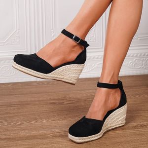 Sandalias de Plataforma con Cuña y Correa en el Tobillo para Mujer, Punta Cerrada, para Uso Casual - Product Image 1