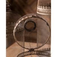 Bougeoir chauffe-plat vintage 3 pièces en détresse Cage à oiseaux lanterne pièce maîtresse suspendue en métal cage à oiseaux photophore