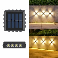 Lámpara de Jardín con Sistema de Energía Solar LED, Iluminación de Cuatro Lados, Luces Solares Impermeables para Paredes y Cercas Exteriores
