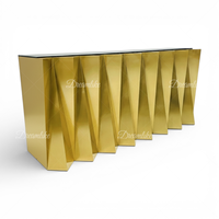 Table de bar et comptoir rectangulaires modernes de luxe en acier inoxydable doré, mobilier haut de gamme pour fêtes ou hôtels