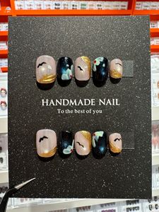 Black Cat-eye Flower 10PCs <span class=keywords><strong>Uñas</strong></span> acrílicas hechas a mano Venta al por mayor <span class=keywords><strong>Uñas</strong></span> postizas Diseñador <span class=keywords><strong>de</strong></span> estilo francés Prensa en las <span class=keywords><strong>uñas</strong></span> - Product Image 2