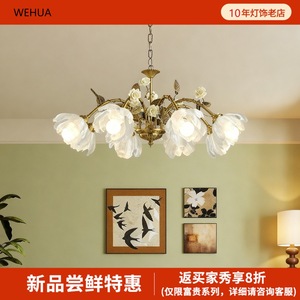 Petal Chandelier French Style Brass Gold <b>Round</b> E27 <b>LED</b> <b>Ceiling</b> <b>Light</b> For Living Room Decor - Product Image 5
