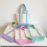 Sac fourre-tout en toile de coton personnalisé avec logo brodé, réutilisable, uni, petit, mini, bleu menthe, rose, couleur bonbon, pour cadeaux, vente en gros