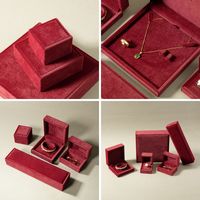 Boîte à bijoux de luxe en velours rouge YADAO, logo personnalisé pour collier, bracelet, pendentif, boîte à double anneaux, organisateur d'emballage