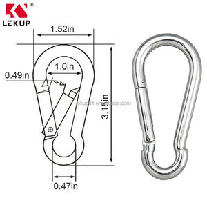 Mousquetons de sécurité en acier inoxydable de 3,15 pouces, robustes, à ressort, en forme de D, pour l'escalade, attaches rapides en métal - Product Image 2