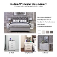 Ensemble de chambre à coucher moderne pour maison, modèle 20jeaa001, avec lit king-size et miroir intégré
