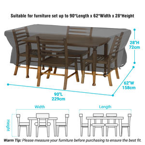 Patio Bàn Ghế Set Bìa Bền Hình Chữ Nhật Đồ Nội Thất Bìa Gió Bụi Bằng Chứng Chống Uv Đồ Nội Thất Ngoài Trời Bìa Không Thấm Nước - Product Image 2