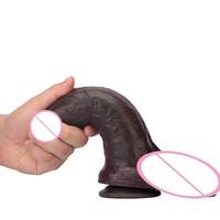 Dildos Grandes con Diseño de Tallo para Masturbación Femenina y Masculina, Juguete Sexual de Silicona Suave para Adultos, Dildo Negro al por Mayor, Caja de Juguetes Sexuales