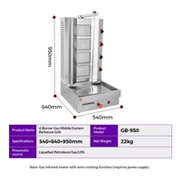 Grill à gaz commercial pour barbecue moyen-oriental, machine à shawarma à trois/quatre/cinq têtes, rôtissoire à viande turque et brésilienne, garantie d'un an