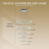 Lustre en cristal rond à LED chromé moderne pour salon, hall d'hôtel et escalier – Meilleure vente