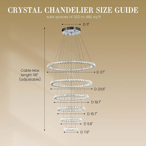 Venta caliente sala de estar iluminación moderna cromo Led círculo redondo anillo colgante luz vestíbulo Hotel escalera araña de cristal - Product Image 5