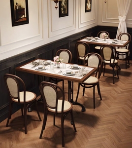 Modern Cafe Restaurant Coffee Shop Furniture Set High Quality PU Leather Wood Top Optional Colors <b>Tables</b> Chairs for Mall Use - Product Image 1