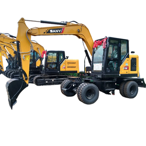 Nouveau style Chine Sany sy75w utilisé mini pelle sur pneus 7ton EPA CE certificat sy75 pelleteuse d'occasion - Product Image 1