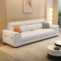 Sofá Individual Estilo Japonés, Crema, para Sala de Estar, Apartamento Pequeño, Uso Doméstico, Lujo Ligero, Moderno, Simple, Tela de PU, Diseño Recto