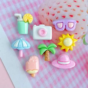 Mini chapeau de soleil en forme de cocotier brillant, ornement pour ongles, boucles d'oreilles, colle crème, clous, perles en acrylique, plastique, lucite, Duolang <span class=keywords><strong>Re</strong></span>-0872 - Product Image 1