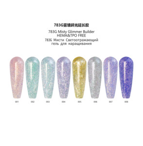 Muestra Gratuita de Fábrica OEM, 8 Colores, Extensión de Uñas UV, Misty <span class=keywords><strong>Glimmer</strong></span> Builder, SIN HEMA ni TPO - Product Image 2
