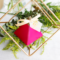Boîtes Cadeaux Triangulaires de Qualité pour Mariage, Boîte à Dragées avec Ruban et Étiquette