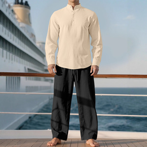 เสื้อเชิ้ตแขนยาวผู้ชาย รุ่น Df-164169 คอตั้ง ผ้าฝ้ายลินินเนื้อบาง สีพื้น สไตล์ลำลอง สำหรับใส่ในฤดูใบไม้ผลิและฤดูใบไม้ร่วง เหมาะสำหรับใส่ในชีวิตประจำวัน - Product Image 5