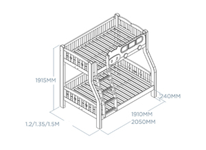 Cama alta y baja para niños, cama de madera maciza, litera, muebles de habitación para niños - Product Image 6