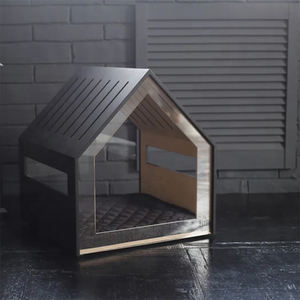 Rumah Hewan Peliharaan Anjing Kucing Desain Kayu Nyaman Furnitur <span class=keywords><strong>Modern</strong></span> Dengan Sisi Transparan Tempat Tidur Anjing Rumah Anjing Dalam Ruangan Kandang Anjing - Product Image 2