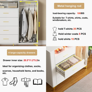<span class=keywords><strong>Commode</strong></span> améliorée avec armoire à bijoux <span class=keywords><strong>et</strong></span> lumière LED <span class=keywords><strong>Commode</strong></span> polyvalente avec porte-vêtements <span class=keywords><strong>et</strong></span> pieds dorés - Product Image 4
