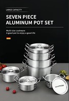 Ensemble de casseroles de luxe 7 pièces en aluminium, haute conductivité, ustensiles de cuisine 14-26 cm, faitout, casserole, vente en gros, outil professionnel