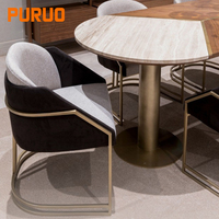 Puruo vente en gros de meubles de salle à manger à usage domestique chaise de salle à manger en tissu de lin vetlet avec cadre en or brossé