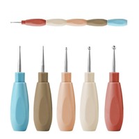 Ensemble de stylos à points pour nail art 5-en-1 à double tête, manche acrylique coloré, outils de pointillage de 0,5 à 4,5 mm pour manucure DIY