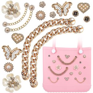 Charms for Bogg Bag Flower Pearls Butterfly Charms for Bogg Bag <b>Accessories</b> Charms for Simply Southern Rubber <b>Beach</b> Bag Tote - Product Image 1