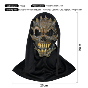 Máscara de PVC de plástico blando con diseño de monstruo de múltiples cuernos, máscara de terror de Halloween, máscara de disfraz de fantasma con capucha negra para fiestas y maquillaje. - Product Image 2