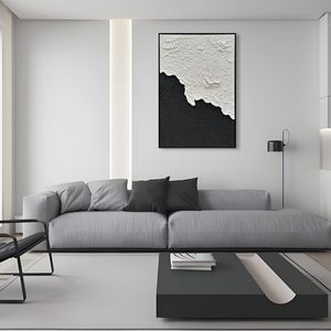 <span class=keywords><strong>Nankai</strong></span> ศิลปะภาพวาดด้วยมือเนื้อหนาสีดำสีขาวเรียบง่ายภาพวาดสีน้ำมันของตกแต่งผนังบ้านขนาด24.5x36.5นิ้ว - Product Image 3