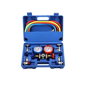 Car Air Conditioning Refrigerant Charging Tool Kit R134a Dual <b>Gauge</b> With Hoses For Vehicle AC Repair - Product Image 4