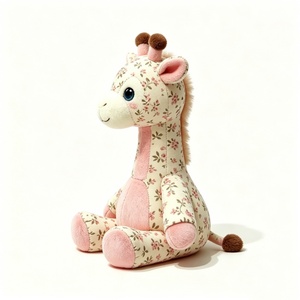 Jirafa de peluche personalizada, jirafa de peluche sentada, jirafa de peluche rosa, jirafa de peluche con estampado floral - Product Image 5