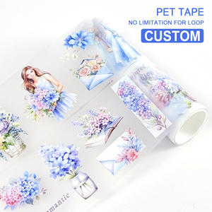 맞춤 인쇄 와시 PET 테이프 제조업체 빈티지 꽃 식물 소녀 스타일 무광택 광택 장식 3D 홀로그램 포일 와시 테이프 - Product Image 1