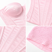 Conjunto de Lencería con Corsé de Satén y Shorts de Encaje, Marca Privada, Fabricante OEM ODM, Logotipo Personalizado A&J, Venta al Por Mayor, Certificación OEKO-TEX BSCI
