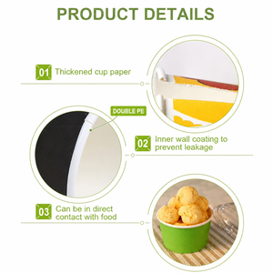 Coppette per Gelato in Carta Kraft Marrone Usa e Getta 5oz 8oz 12oz con Logo Personalizzato Stile Eco per Gelato e Sundae con Coperchio Vendita all'Ingrosso - Product Image 2