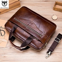 Maletín de Cuero para Hombre Marca BULLCAPTIAN, Bolso Bandolera Multifuncional, Portaordenador de 15 Pulgadas, Bolso de Mano de Gran Capacidad para Negocios