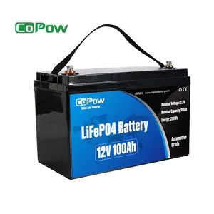 Batterie au lithium CoPoW pour bateau de camping-car, stockage d'énergie solaire, LiFePO4, 12V, 24V, 36V, 48V, 60V, 80Ah, 100Ah, 120Ah, 240Ah, 320Ah