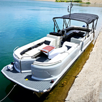 Yacht sportif moderne de haute qualité en fibre de verre, bateau ponton commercial pour fêtes avec moteur hors-bord, certifié CE, garantie de 3 ans