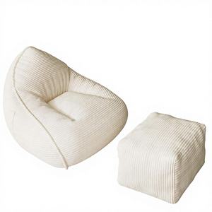 Fauteuil pouf Cloud en tissu velours côtelé, mousse PU, design Art Déco, confort moyen, pour adultes, canapé sans ossature, pouf - Product Image 1