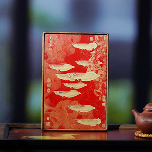 Nouveaux ornements artistiques en laiton et bois de style chinois avec motif neuf poissons, tableaux décoratifs pour la maison et cadeaux - Product Image 1