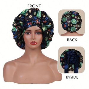 Bonnet de nuit personnalisé pour femmes, double couche avec bande à nouer, réversible, protection des cheveux, cadeau promotionnel - Product Image 2