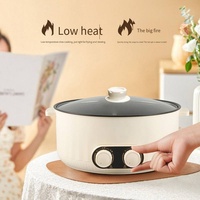 Poêle électrique antiadhésive Mini Portable pour Steak Egg Riz frit Ramen Avoine Soupe Réglage de la puissance Ménage Hôtel Utilisation 6L