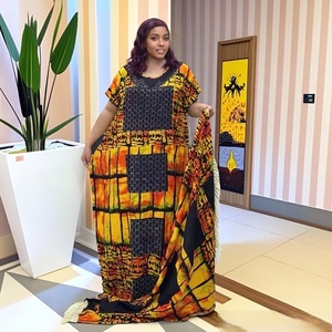 2025 nuova moda sciarpa di diamanti caldi largo Casual <span class=keywords><strong>etnico</strong></span> Bubu musulmano africano estate Abaya donna cotone abito <span class=keywords><strong>lungo</strong></span> - Product Image 2