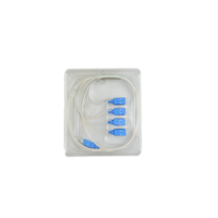 Divisor PLC de Fibra Óptica 1*4 SC/APC/FC/LC G657A, Tubo de Acero Mini de 0.9mm, 2/4/8 Vías, FTTH, Redes 4G, 1260-1650nm, 10.7dB de Inserción
