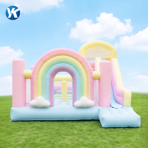 บ้านลมเป่าลมสีพาสเทลรุ่นใหม่ ดีไซน์สีรุ้ง พร้อมสไลเดอร์ บ้านเด้งดึ๋งหลากสีสัน ทำจาก PVC ทนทาน เหมาะสำหรับงานปาร์ตี้เด็ก - Product Image 2